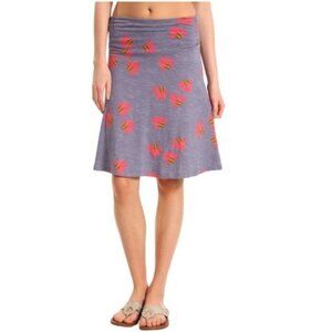 Horny Toad Blue Tropical Floral Chaka Jersey Knit Skirt Medium 20.5" Length